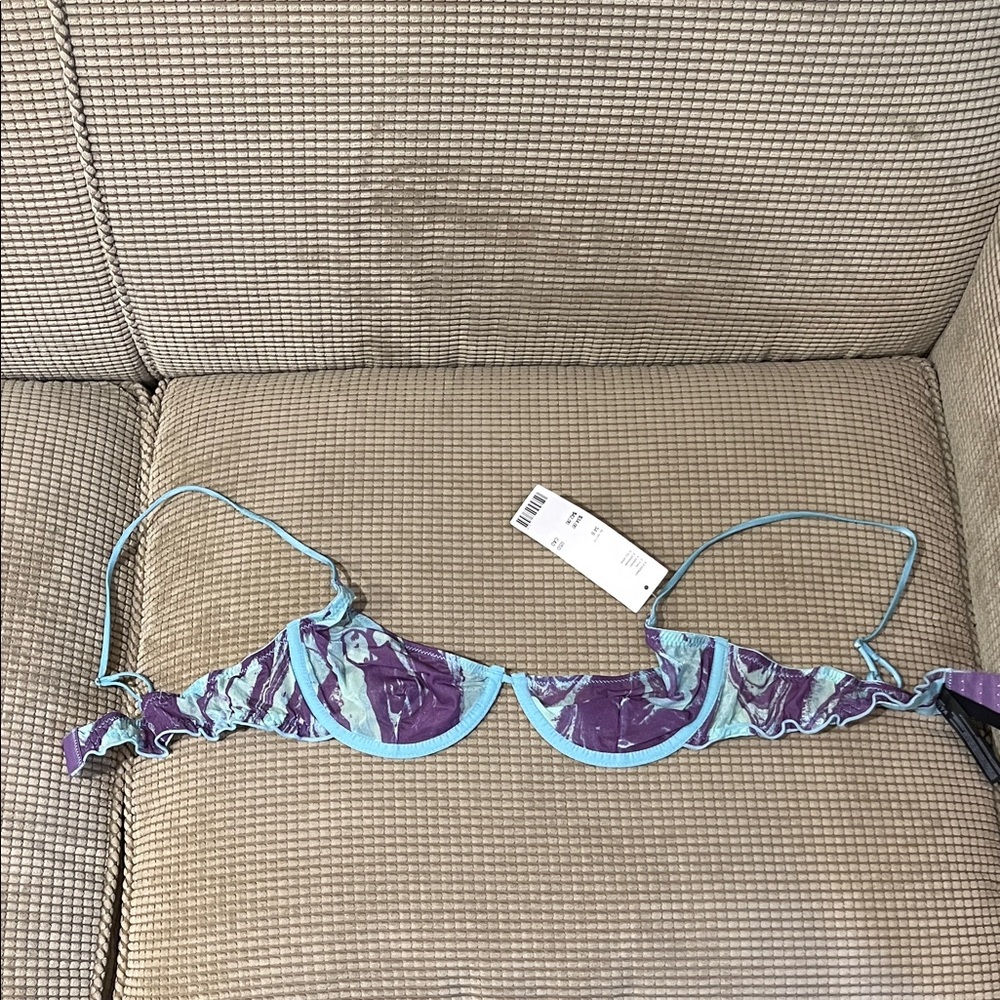 Urban Outfitters Purple and Blue Patterned Bra